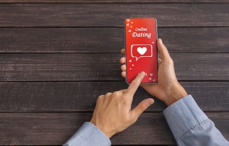 smart phone, red screen, hands, dating app, cell phone, online dating