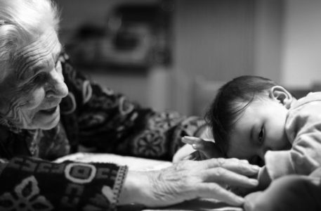 grandmother with grandchild, hands, baby, grandma, infant